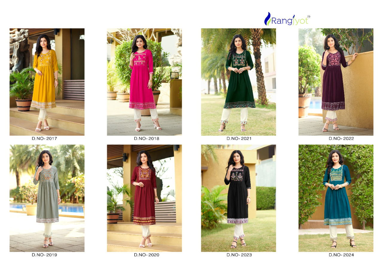Rangjyot Mariya 3 Classic Heavy Ethnic Wear Rayon Kurti With Pant Collection